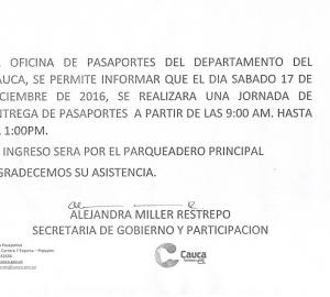 Jornada de Pasaportes Sabado 17 de Diciembre 2016