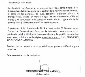 Invitacion rendicion de cuentas 2014