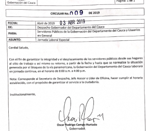 Circular 009 de 2019