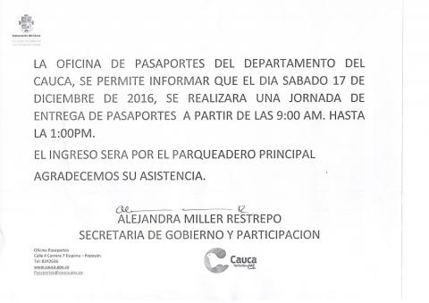 Jornada de Pasaportes Sabado 17 de Diciembre 2016