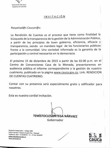 Invitacion rendicion de cuentas 2014